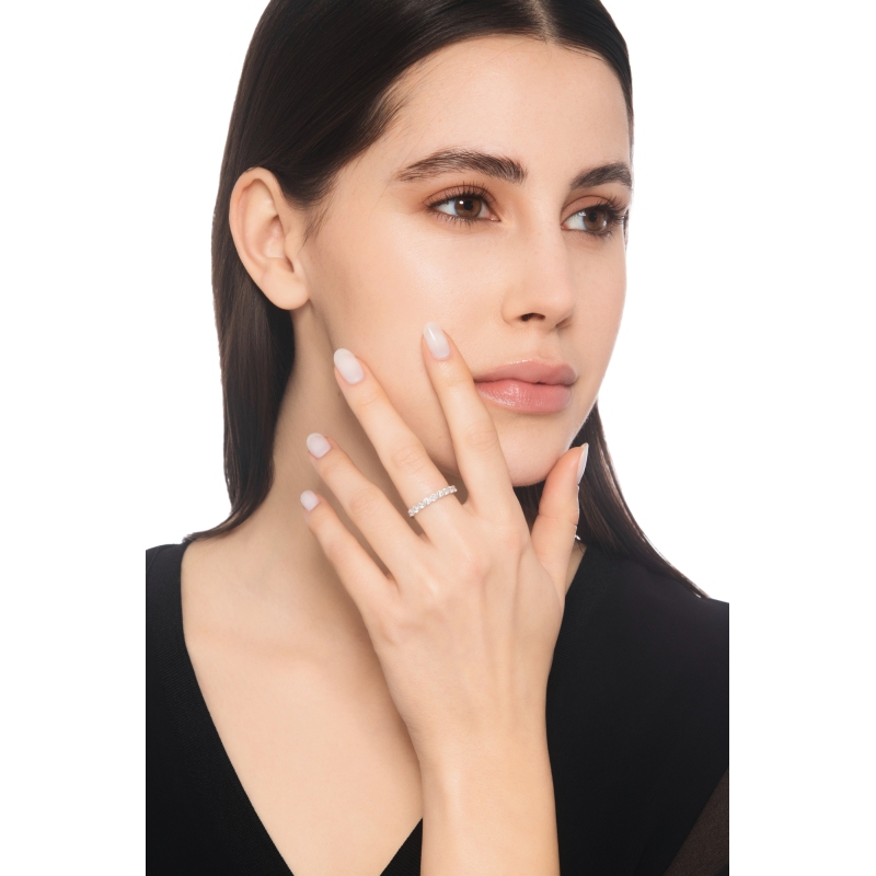 Anillo 9 Diamantes 0.75ct Oro Blanco 18K