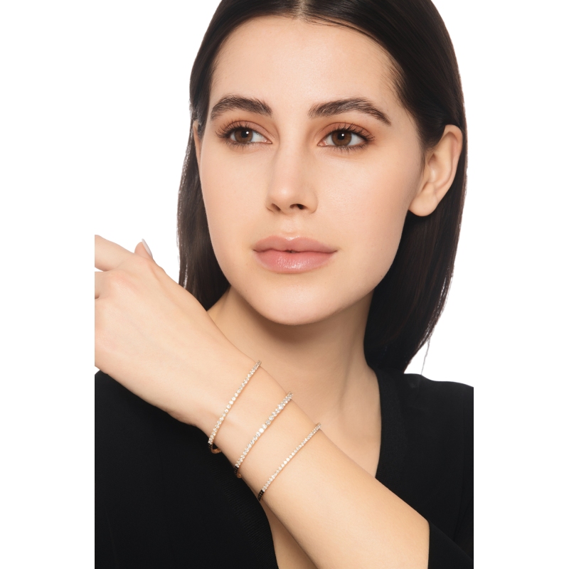 Pulsera esclava de oro rosa con diamantes