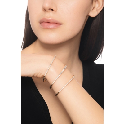 Pulsera esclava de oro rosa con diamantes