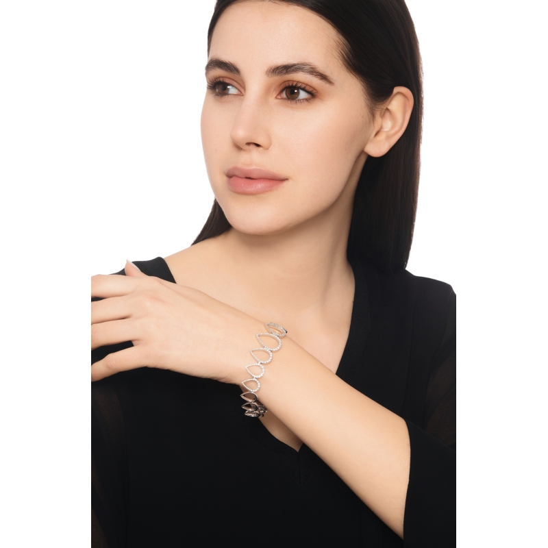  Pulsera fantasía en forma de gota en oro blanco