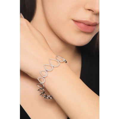  Pulsera fantasía en forma de gota en oro blanco