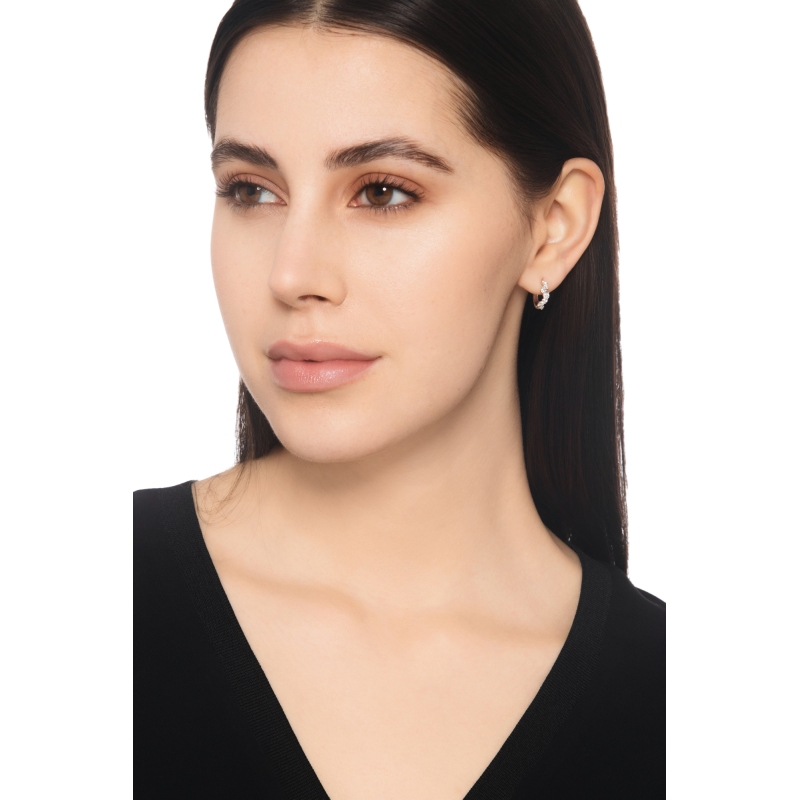 Pendientes aro en oro blanco 750 con diamantes