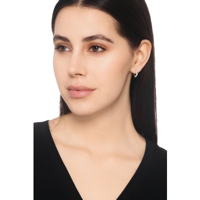 Pendientes aro en oro blanco 750 con diamantes