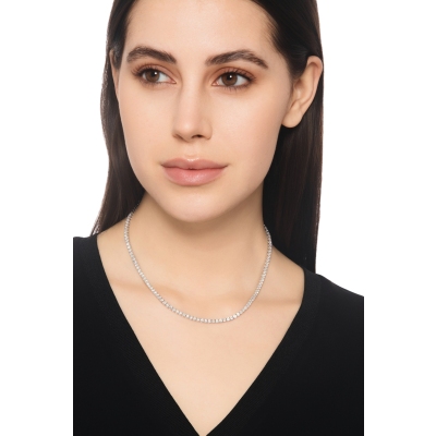 Gargantilla tennis en oro blanco 18k con diamantes