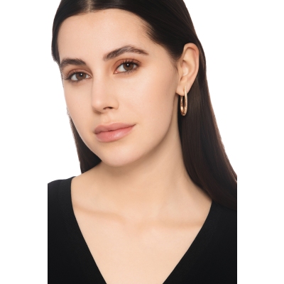 Pendientes ovalados en oro rosa de 18 quilates con diamantes, 3,3 cm