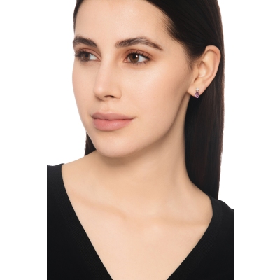 Pendientes mujer Oro Blanco 18k con amatista y diamantes