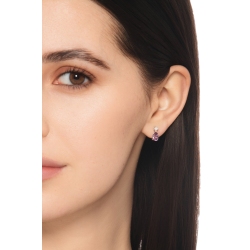 Pendientes mujer Oro Blanco 18k con amatista y diamantes 2