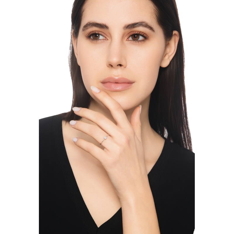 Anillo Solitario Oro Blanco 18K 4 Garras y Diamante