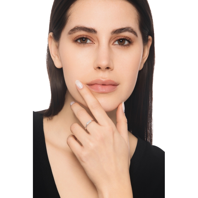 Anillo trilogy mujer en oro blanco 18k con diamantes 0.30 ct 