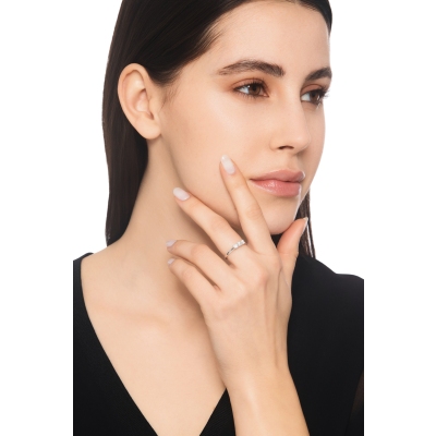 Anillo de compromiso trilogía 0,45 quilates oro blanco 18 kilates  