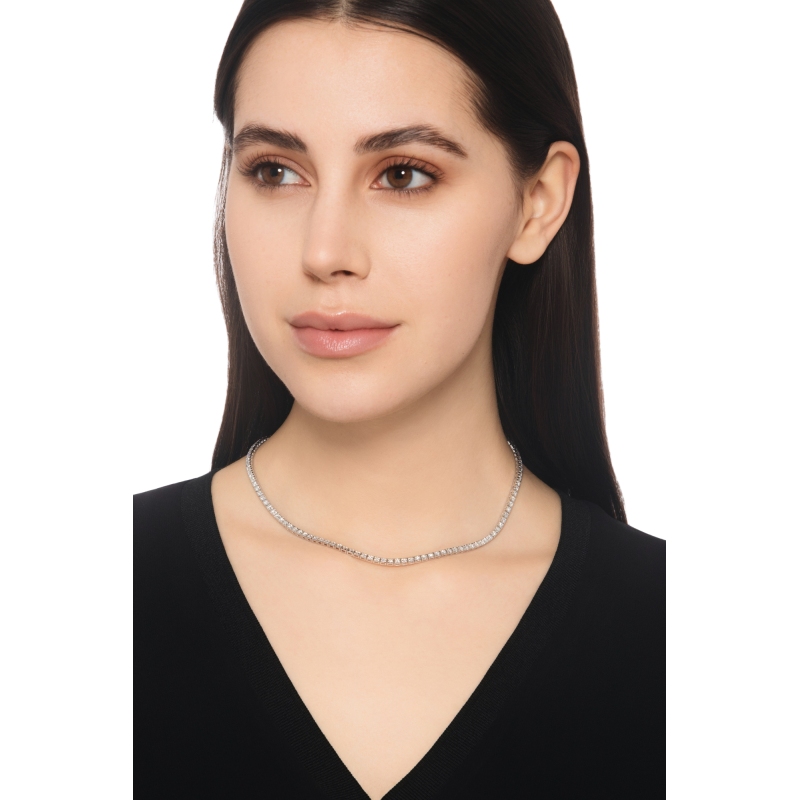 Gargantilla tennis en oro blanco 18k con diamantes brillantes