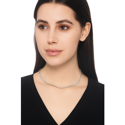 Gargantilla tennis en oro blanco 18k con diamantes brillantes