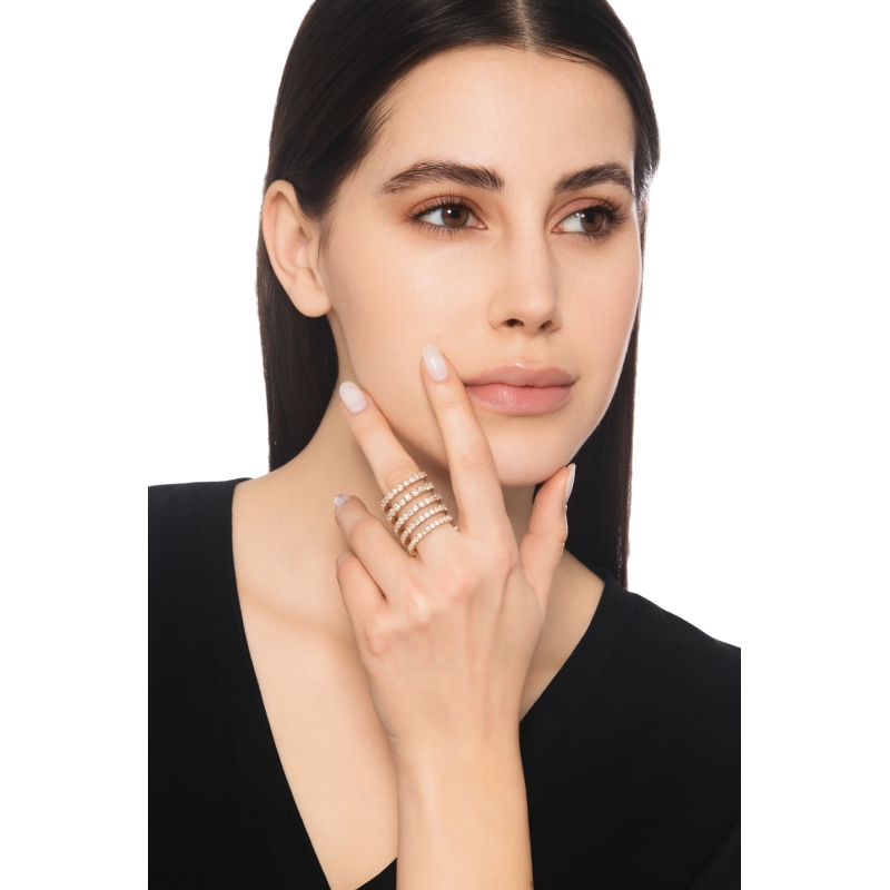 Anillo resorte en oro rosa 18 quilates con diamantes 