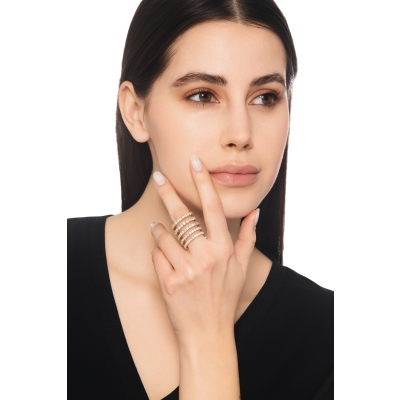 Anillo resorte en oro rosa 18 quilates con diamantes 