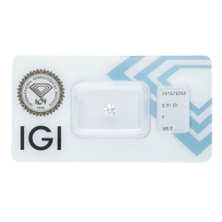Diamante certificado IGI 0.31 CT F VS2 
