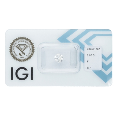 Diamante certificado IGI 0.90 CT F SI1