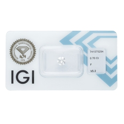 Diamante certificado IGI  0.70 CT F VS2
