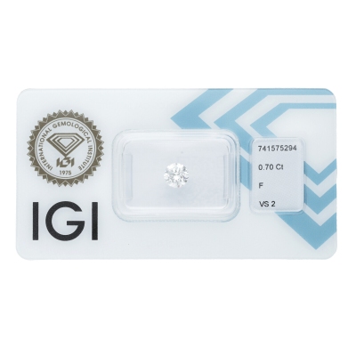 Diamante certificado IGI  0.70 CT F VS2