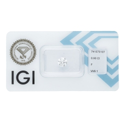 Diamante certificado IGI  0.90 CT F VVS1