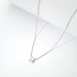 Collar oro blanco 18k diamante princesa GIA ct 0.70 