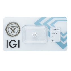 Diamante certificado IGI  0.72 CT F SI1