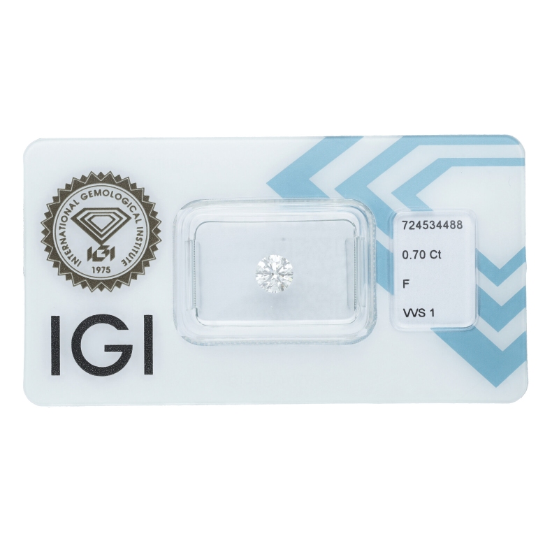 Diamante certificado IGI 0.70CT F VVS1 