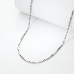 Collar Oro Blanco 18k malla veneciana 50 cm