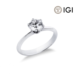 Anillo solitario de seis garras en oro 18 quilates con diamante ct. 0,90