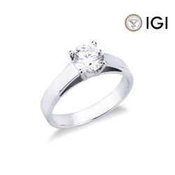 Anillo solitario diamante certificado IGI CT 1.00 oro blanco 18k