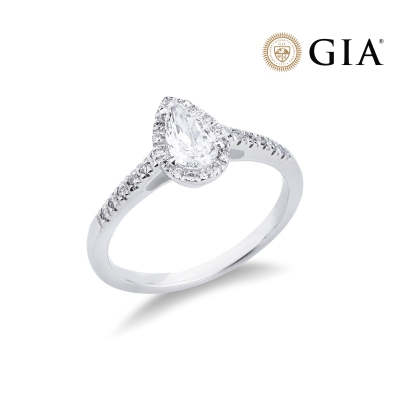 Solitario diamante central 0,5 ct GIA oro blanco y diamantes 