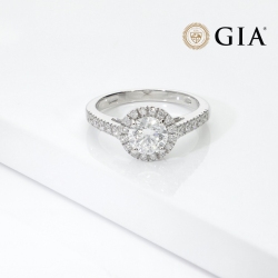 Anillo en oro blanco con diamante central natural IGI 1.00ct