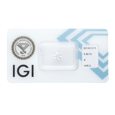 Diamante certificado IGI 0.90CT E VVS2 