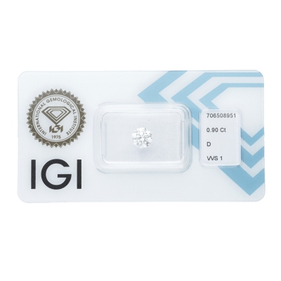 Diamante certificado IGI 0.90CT D VVS1 