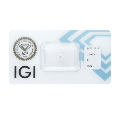 Diamante certificado IGI 0.30CT F VVS1