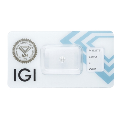 Diamante certificado IGI 0.30CT E VVS2 
