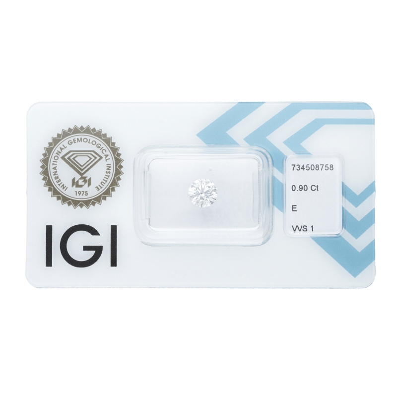 Diamante certificado IGI 0.90CT E VVS1