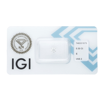 Diamante certificado IGI 0.30 CT E VVS2