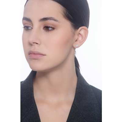 Mono pendiente Oro Blanco 18k con diamante princesa 0.50 ct GIA