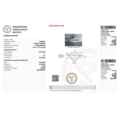 Diamante certificado IGI 0.40 CT D VS1 