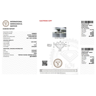 Diamante certificado IGI CT 0.30 E VVS2