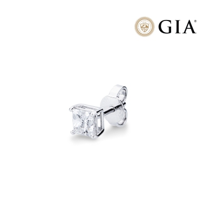 Mono pendiente Oro Blanco 18k con diamante princesa 0.50 ct GIA