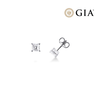 Pendientes Oro Blanco 18k con diamante certificado GIA 1.00 ct 