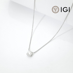 Collar solitario Oro Blanco 18k con diamante IGI 1.00 ct