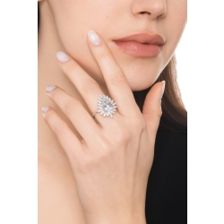 Anillo halo Oro Blanco 18k con aguamarina y diamantes 2