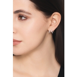 Pendientes oro blanco 18k con cuatro filas de diamantes 2
