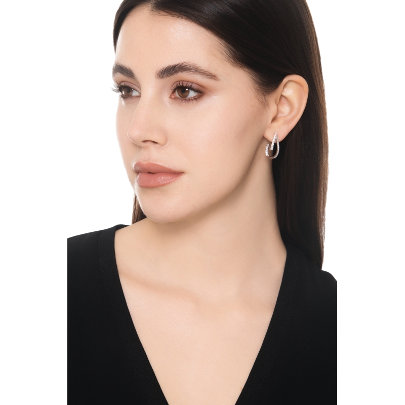Pendientes gota abierta en oro blanco 750 con diamantes