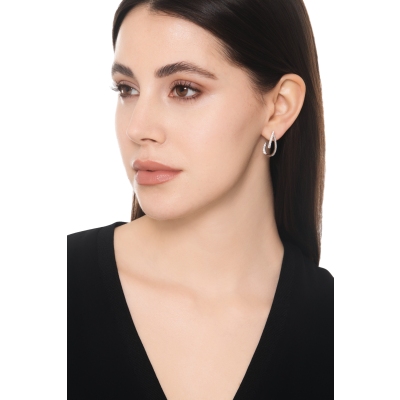 Pendientes gota abierta en oro blanco 750 con diamantes