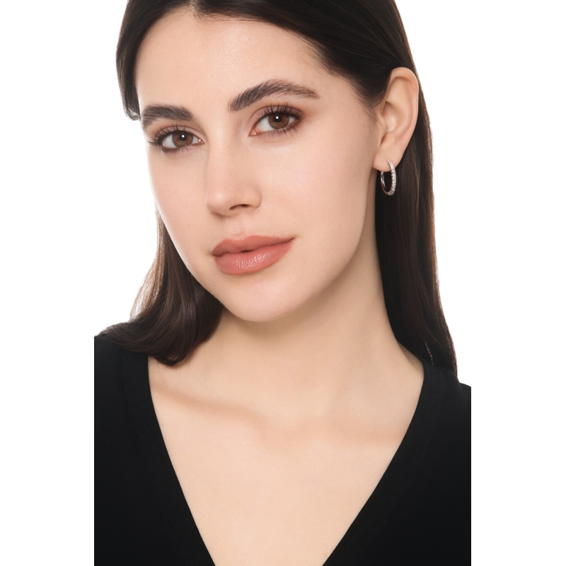 Pendientes aros en oro blanco 18k con diamantes