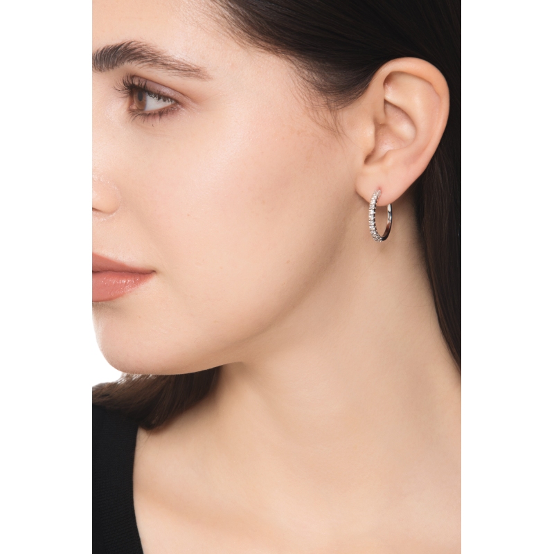 Pendientes aros en oro blanco 18k con diamantes