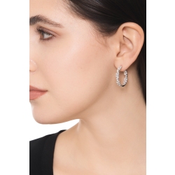 Pendientes aro con diamantes interiores y exteriores oro blanco 18k 2